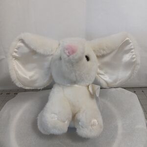 Papel Lil' Pearl White Elephant Plush Satin Ears And Toes Ribbon Stuffed Animal